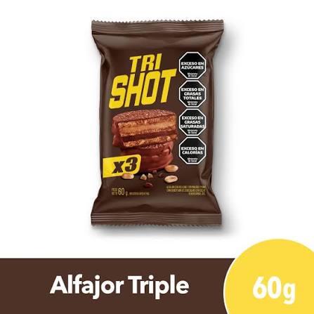 ALFAJOR TRISHOT 60 GRS (comprando 6 o más precio mayorista)